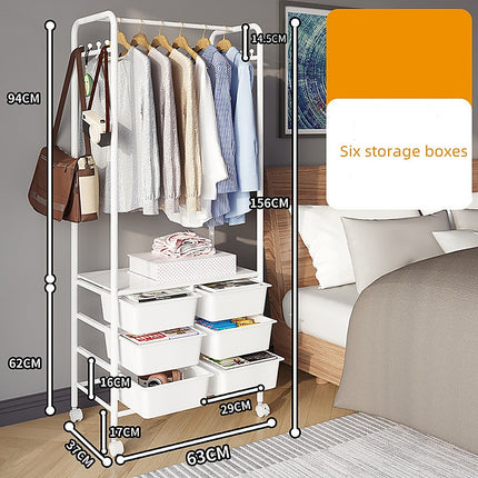 Metal Open Wardrobe Modern Storage Cabinet Tall Clothes Drawers Hanger Coat Rack 7