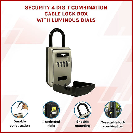 Security 4 Digit Combination Cable Lock Box With Luminous Dials 3