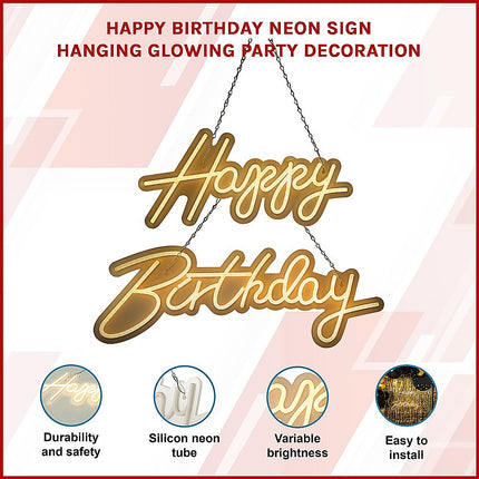 Happy Birthday Neon Sign Hanging Glowing Party Decoration 3
