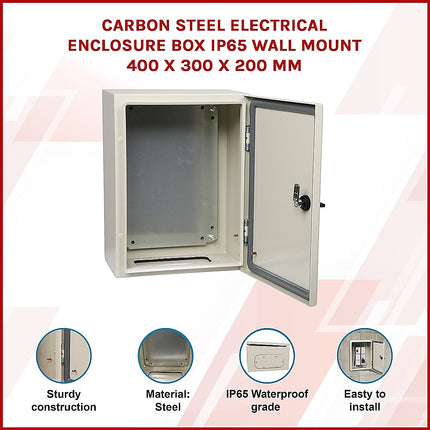 Carbon Steel Electrical Enclosure Box IP65 Wall Mount 400 x 300 x 200 mm 3