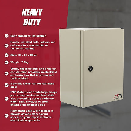 Carbon Steel Electrical Enclosure Box IP65 Wall Mount 400 x 300 x 200 mm 14