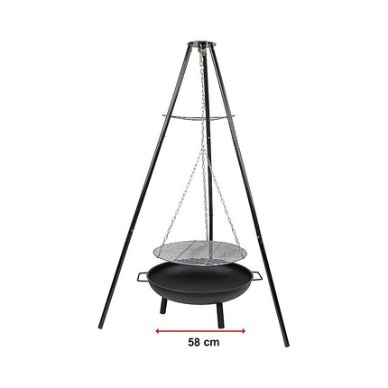 Tripod Garden Fire Pit BBQ – Cast Iron & Steel Round Outdoor Fire Bowl 11