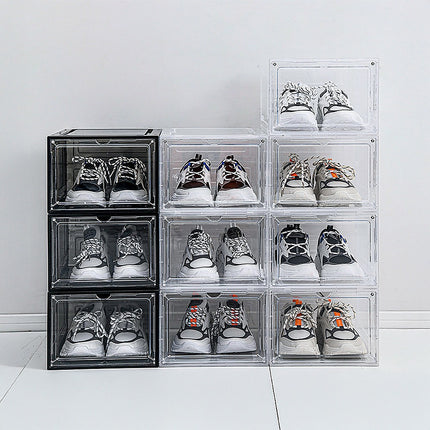Sneaker Display Case Shoe Storage Organizer Box Stackable Plastic Clear Magnetic 2