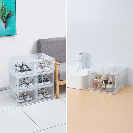 Sneaker Display Case Shoe Storage Organizer Box Stackable Plastic Clear Magnetic 6