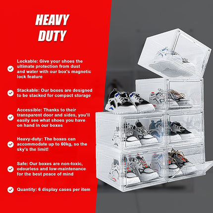 Sneaker Display Case Shoe Storage Organizer Box Stackable Plastic Clear Magnetic 10