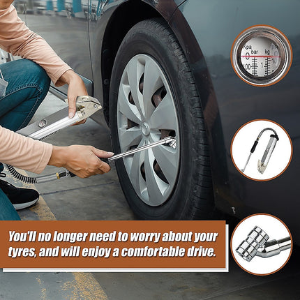 Professional Tyre Inflator with Gauge Air Line Pressure Tester Tyre Pump 8