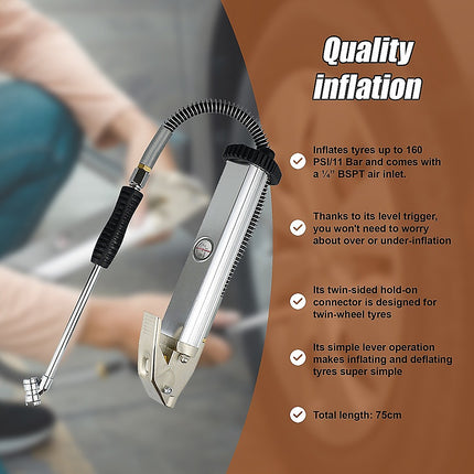 Professional Tyre Inflator with Gauge Air Line Pressure Tester Tyre Pump 10
