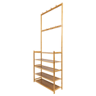 Large Wooden 5 Tiers Hat Coat Stand Clothes Shoe Rack Hanger Hooks Shelf Storage