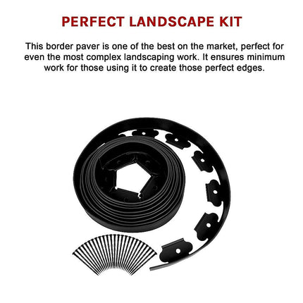 Landscape No Dig Lawn Garden Edging Kit 10m Flexible Durable Border Paver 8