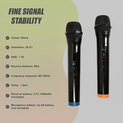 2 x Wireless Microphone Handheld Cordless Professional Mic Karaoke Receiver 10