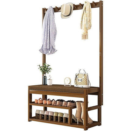 97x168cm Hallway Bench Coat Rack Stand Multifunctional Hall Shelf Entryway 4