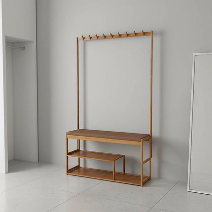 97x168cm Hallway Bench Coat Rack Stand Multifunctional Hall Shelf Entryway 5