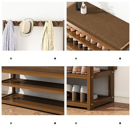 97x168cm Hallway Bench Coat Rack Stand Multifunctional Hall Shelf Entryway 9