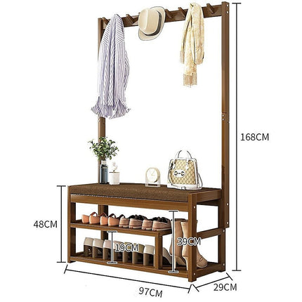 97x168cm Hallway Bench Coat Rack Stand Multifunctional Hall Shelf Entryway 10