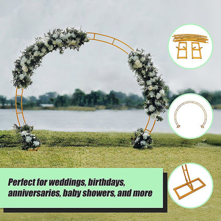 260cm Gold Metal Wedding Arch Round Balloon Birthday Party 6