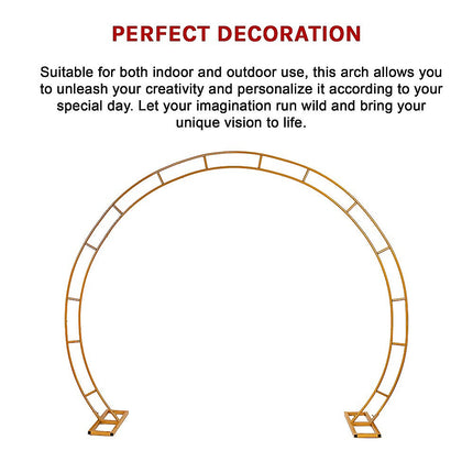 260cm Gold Metal Wedding Arch Round Balloon Birthday Party 10