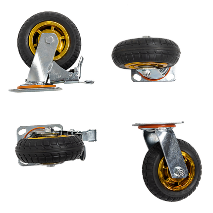 Castor Wheels 4 x 6" 150mm Swivel Silent Caster 2 Brakes 800KG