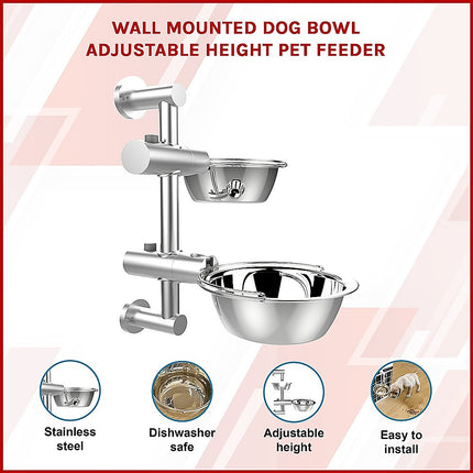 Wall Mounted Dog Bowl Adjustable Height Pet Feeder For Easy Feeding 3