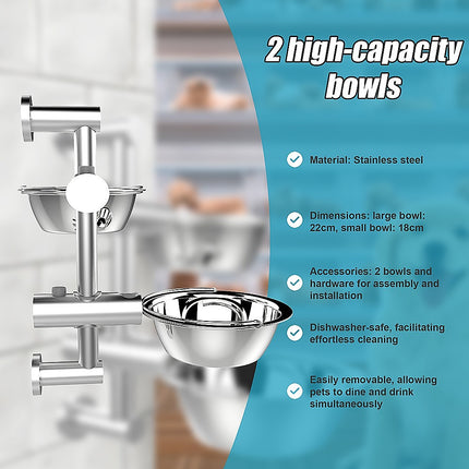 Wall Mounted Dog Bowl Adjustable Height Pet Feeder For Easy Feeding 8