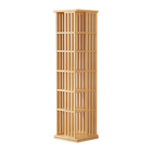 360 Rotating Bookshelf Bamboo Storage Display Rack Shelving in Wood