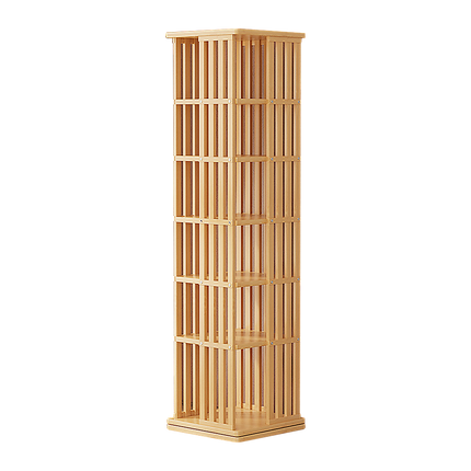 360 Rotating Bookshelf Bamboo Storage Display Rack Shelving in Wood