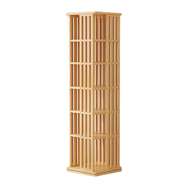 360 Rotating Bookshelf Bamboo Storage Display Rack Shelving in Wood