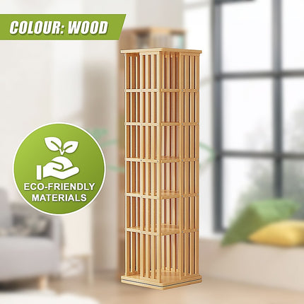 360 Rotating Bookshelf Bamboo Storage Display Rack Shelving in Wood 9