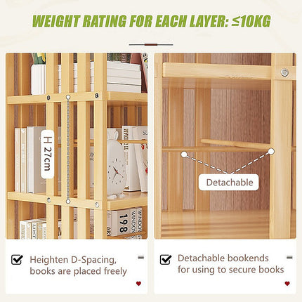 360 Rotating Bookshelf Bamboo Storage Display Rack Shelving in Wood 6