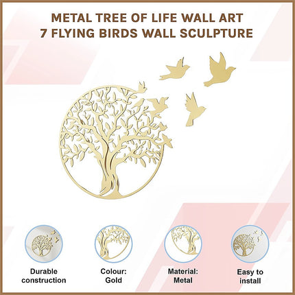 Metal Tree of Life Wall Art 7 Flying Birds Wall Sculpture 3