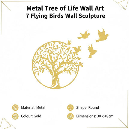 Metal Tree of Life Wall Art 7 Flying Birds Wall Sculpture 6