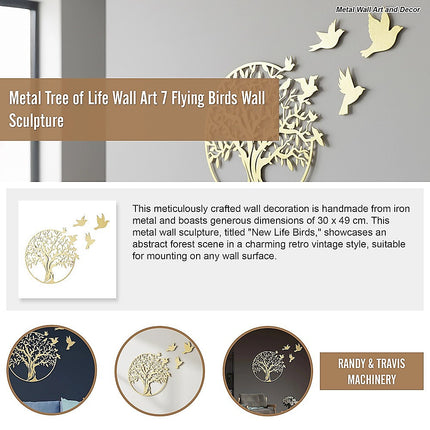 Metal Tree of Life Wall Art 7 Flying Birds Wall Sculpture 8