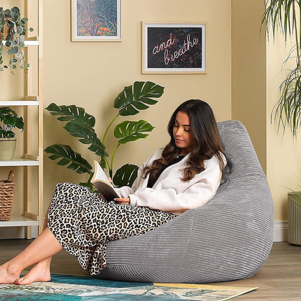 Jumbo Cord Beanbag Chair Cover Unfilled Large Bean Bag - Grey 3