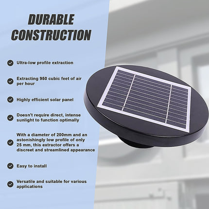 Solar Powered Roof Fan Ventilator Loft Vent for Boat RV Greenhouse Shed Caravan 14