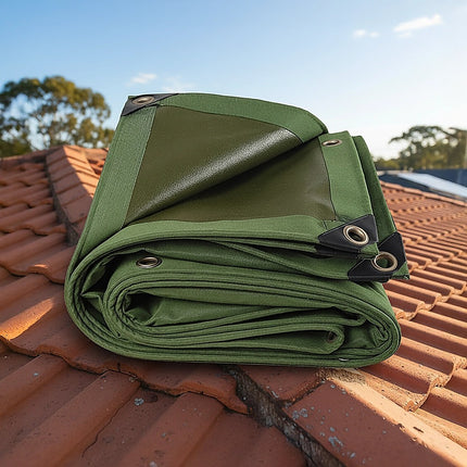 3x4M Army Heavy Duty Waterproof Canvas Tarp Tarpaulin Sun Blocked Dustproof 5