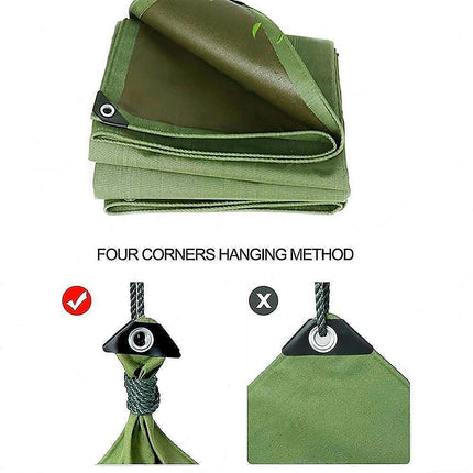 3x4M Army Heavy Duty Waterproof Canvas Tarp Tarpaulin Sun Blocked Dustproof 6