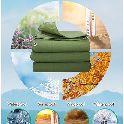 3x4M Army Heavy Duty Waterproof Canvas Tarp Tarpaulin Sun Blocked Dustproof 9