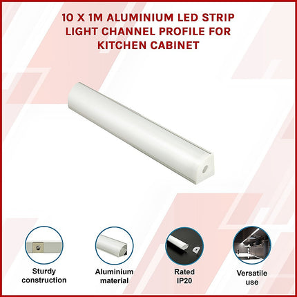 10 x 1M V-Style Aluminium LED Strip Light Channels for Cabinet Lighting 3
