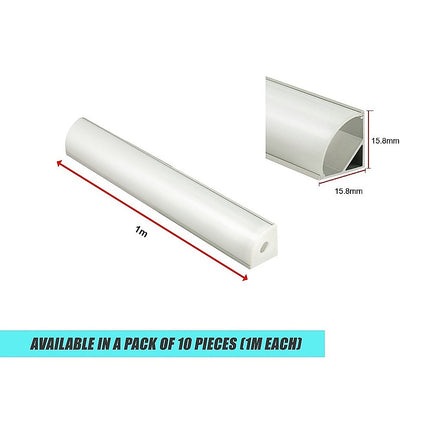 10 x 1M V-Style Aluminium LED Strip Light Channels for Cabinet Lighting 12