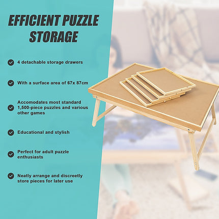 1500 Piece Wooden Jigsaw Puzzle Table – 67x87cm Puzzle Board with Folding Legs 14