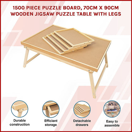 1500 Piece Wooden Jigsaw Puzzle Table – 67x87cm Puzzle Board with Folding Legs 3