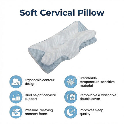 Soft Cervical Pillow for Neck Pain Relief Memory Foam Ergonomic 9
