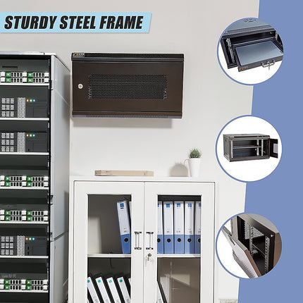 19" 6U Wall Mount Network DVR NVR Data Cabinet Enclosure 8