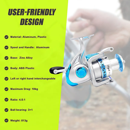 High Speed Saltwater Metal Spinning Fishing Reel Large Sea Fishing Reels 10