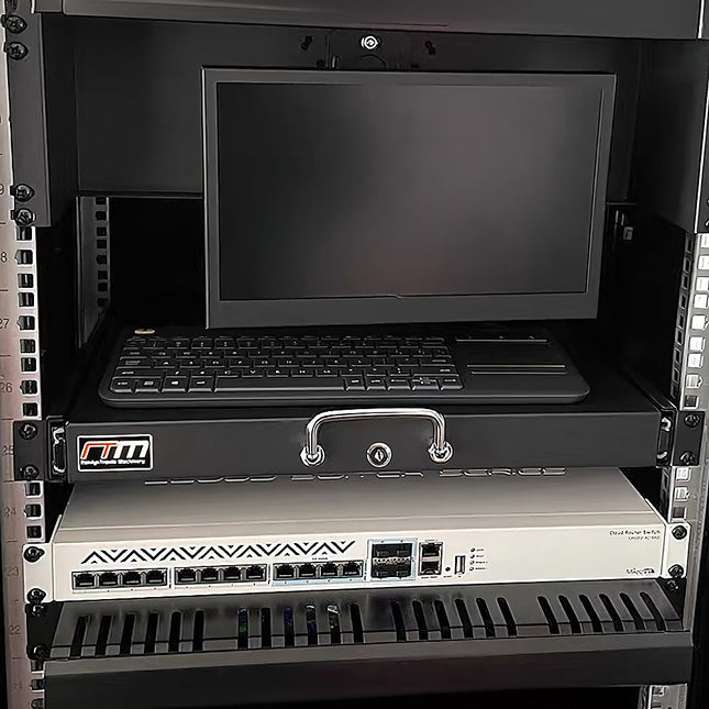 1U Locking Rack Mount Drawer Secure Steel Storage for 19" Network Server 2
