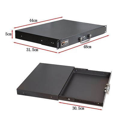 1U Locking Rack Mount Drawer Secure Steel Storage for 19" Network Server 11