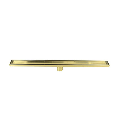 800mm Tile Insert Shower Bathroom Brushed Brass Grate Drain w/ Centre outlet Floor Waste 10