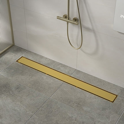1000mm Tile Insert Bathroom Shower Brushed Brass Grate Drain w/Centre outlet Floor Waste 2