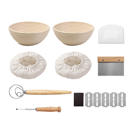 2 x 9" Sourdough Bread Proofing Set Bread Making Kit Round Bowls 5