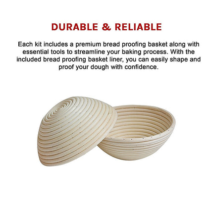2 x 9" Sourdough Bread Proofing Set Bread Making Kit Round Bowls 11