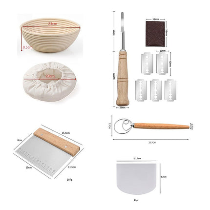 2 x 9" Sourdough Bread Proofing Set Bread Making Kit Round Bowls 12